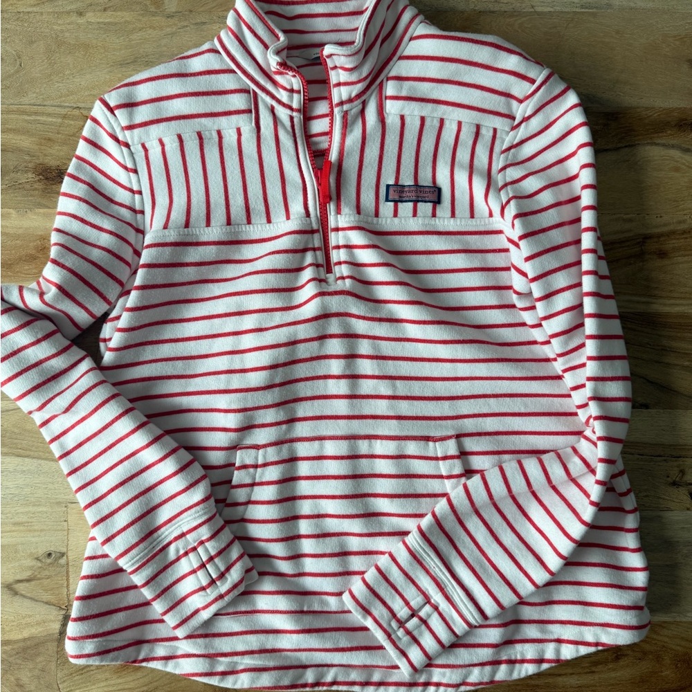 Vineyard Vines Red and White Striped Pullover Size Small